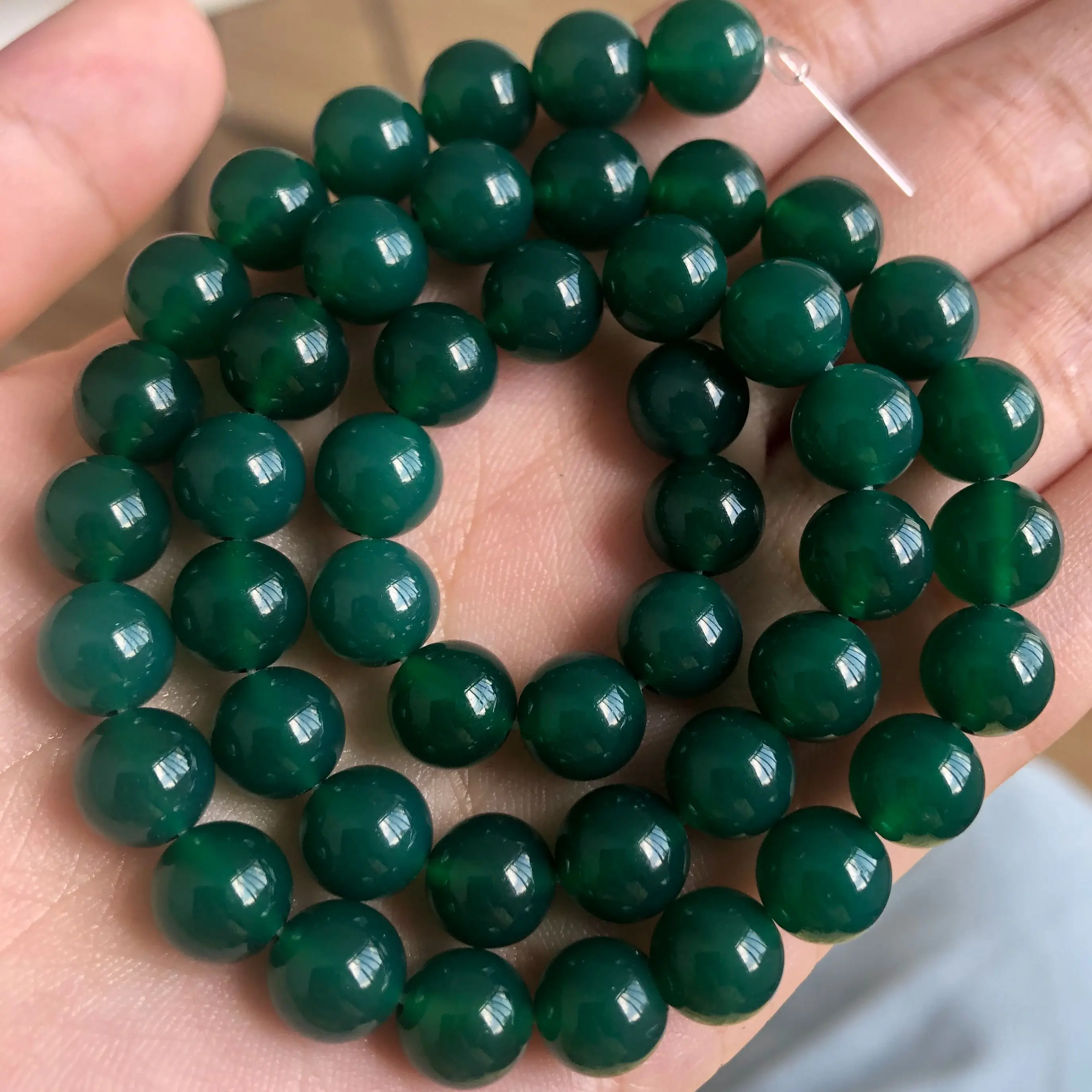 Natural Green Agates Stone Beads Round Smooth Loose Beads For Jewelry Making DIY Bracelet Accessories 6/8/10mm Strand 15\'\'