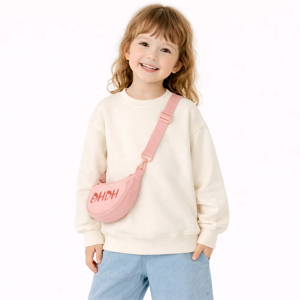 

Kids Canvas Crossbody Bag Lightweight Large Capacity Shoulder Bag Cute Crescent Moon Casual Daily Bag for Girls Backpack Girls