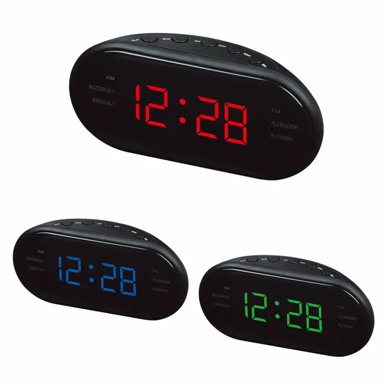 Car Electronic LED Clock Desktop Alarm Clock Digital Table Radio Time Supply Gift Home Snooze Function EU Plug AM/FM