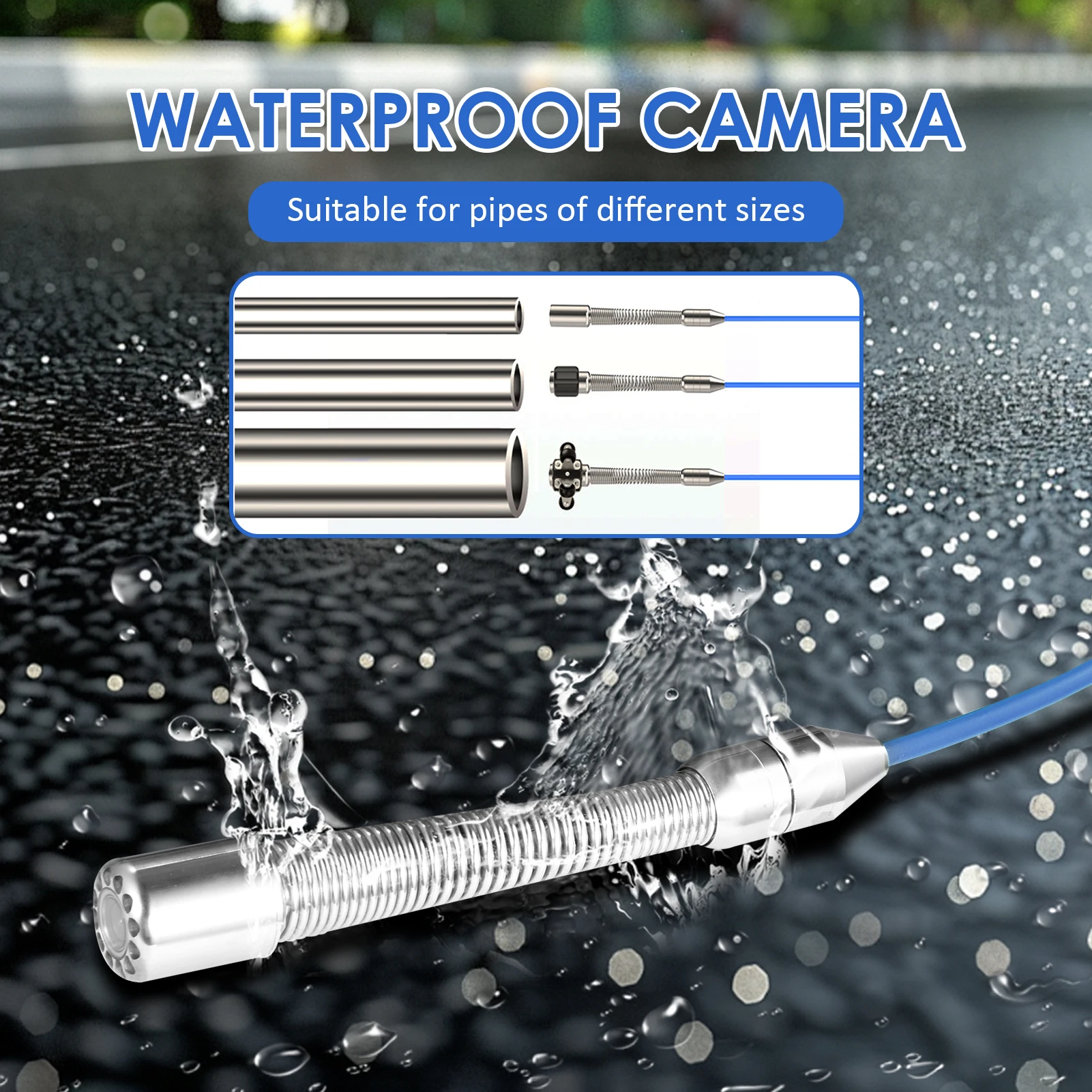Cámara de drenaje de nivelación automática de 100 pies con transmisor de 512 Hz, boroscopio de pantalla impermeable de 5 pulgadas con luz, tarjeta de 16 Gb