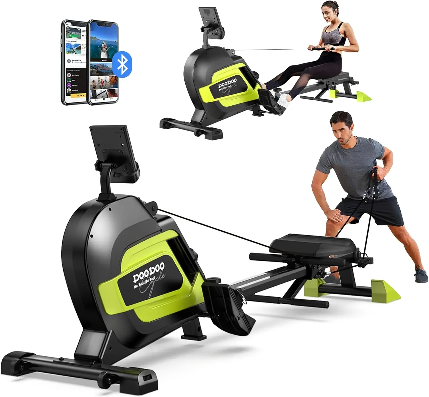 rowing machine, Max 350 LBS Magnetic Rower with LCD Monitor, Tablet Holder, Upgraded Rowing machines for home use