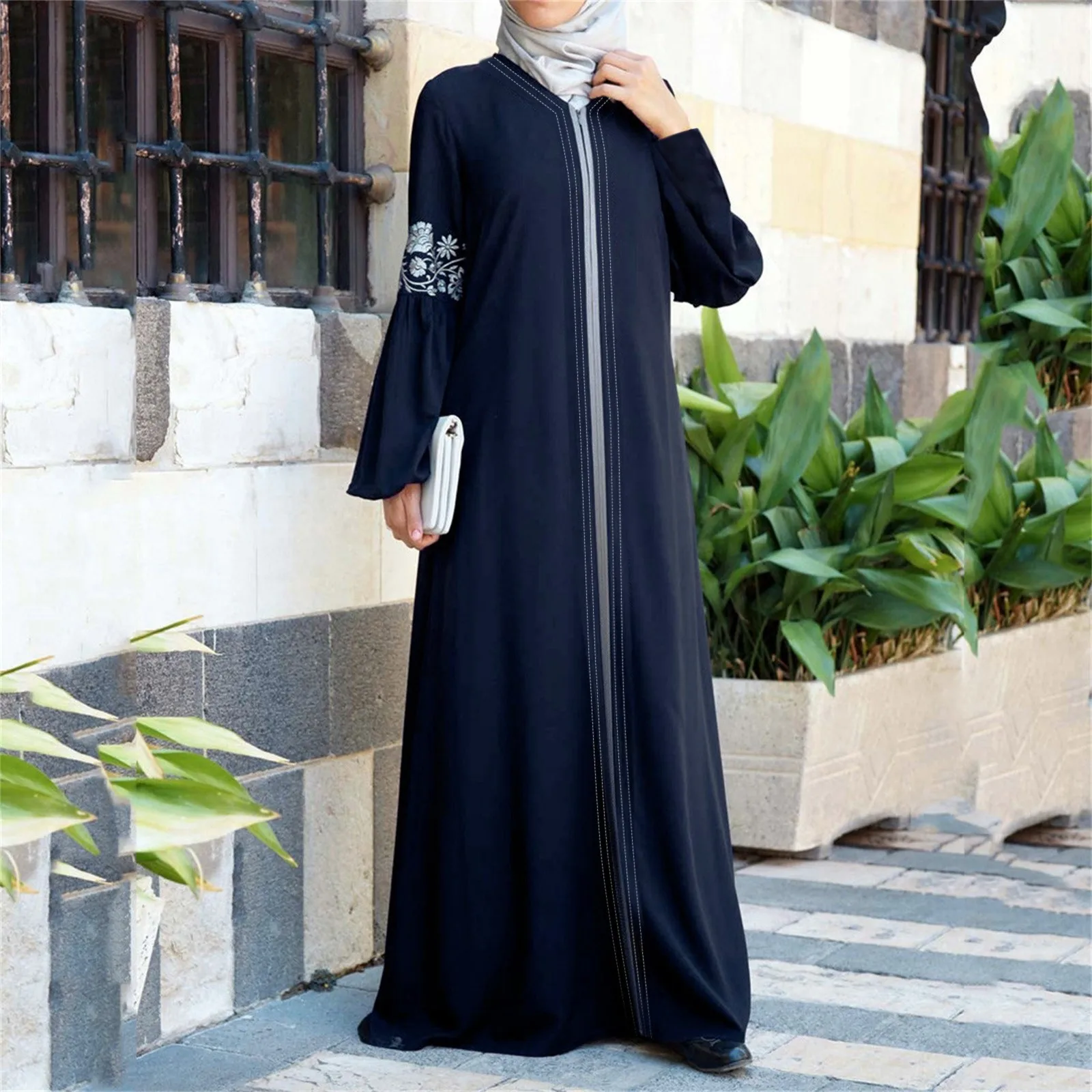 Elegant Gentle Lace Patchwork Maxi Abaya Dresses Vintage Islamic Dress Floral Printed Long Women Muslim Kaftan Muslim Clothes