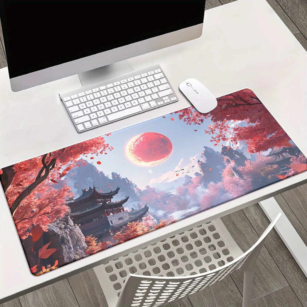 SAKURA และ Sunset Design ขนาดใหญ่ยางลื่น Mousepad แป้นพิมพ์ตกแต่ง Desktopmat เหมาะสําหรับสํานักงานและบ้าน 40*90 ซม