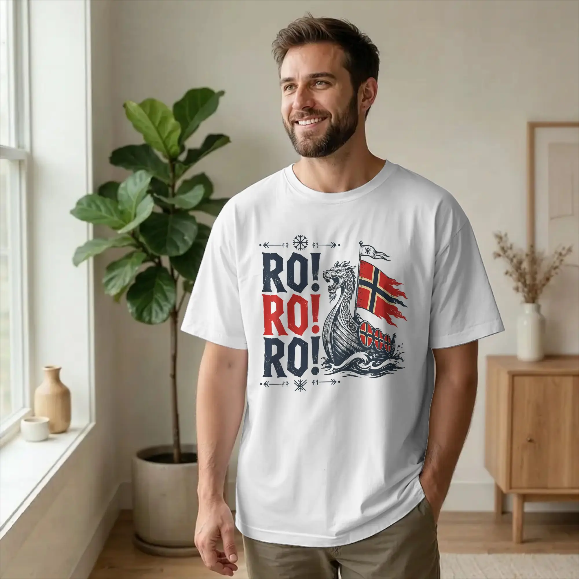 T-shirts pour hommes Norway Ro Norwegian Heritage, 100% coton, t-shirt drôle à col rond, bateau viking, manches courtes, grandes tailles