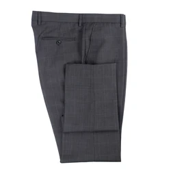 Pantaloni Casual pantaloni a quadri in cotone grigio medio pantaloni su misura pantaloni eleganti da lavoro Slim Fit pantaloni eleganti a scacchi principe di borgogna