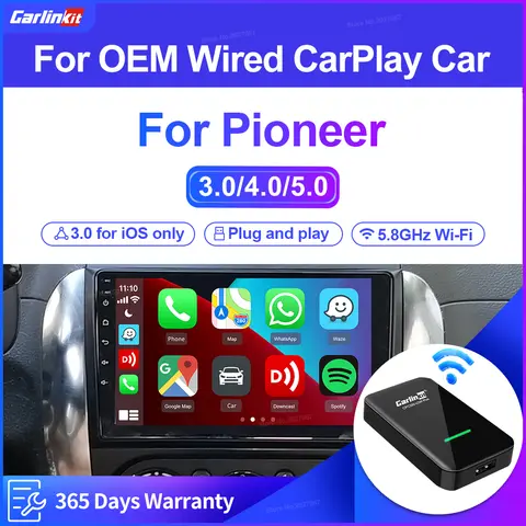 Carlinkit 5.0 4.0 3.0 카플레이 무선 어댑터, 애플 카 플레이 박스, 파이어니어 Sphda120 AVH-안드로이드 멀티미디어