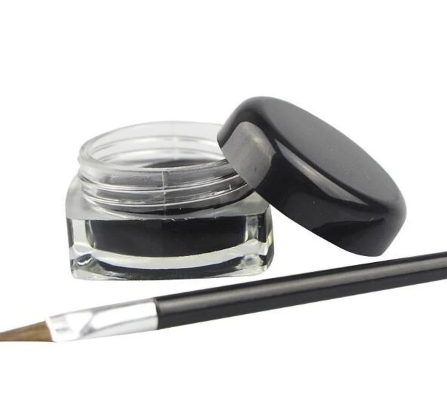 Schwarze Eyeliner Creme wasserdichte Schönheits kosmetik langlebige Eyeliner Gel Lidschatten Make-up-Tools mit Pinsel Set Eyeliner