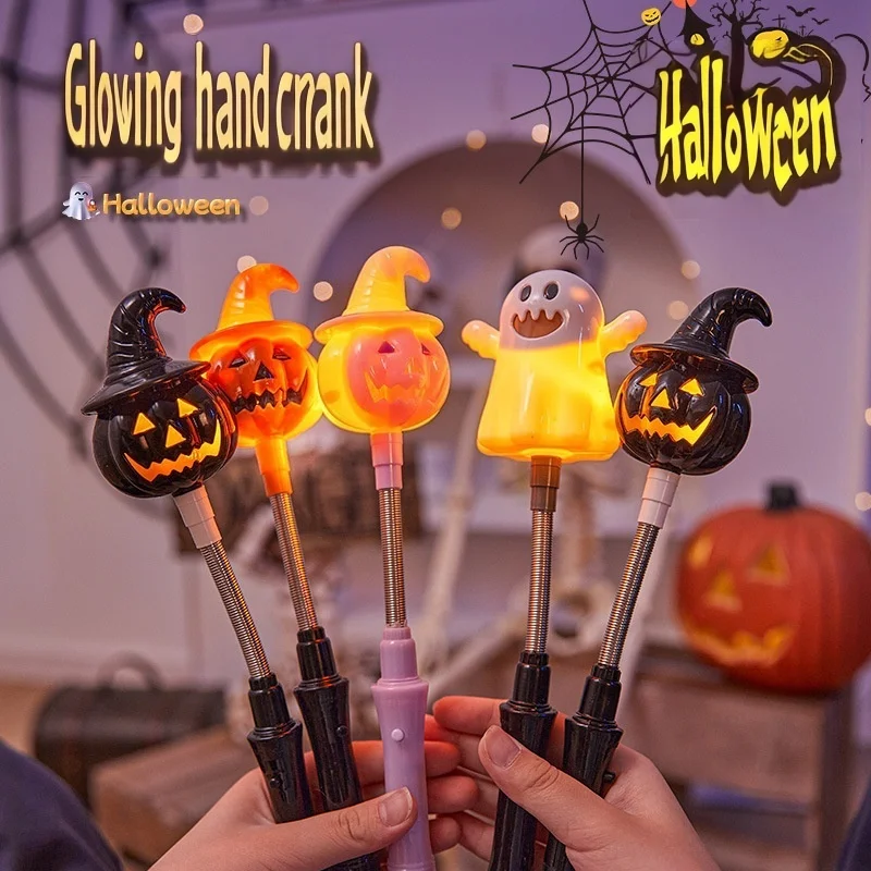 

Halloween Creative Light Glow Stick Hot Sale Pumpkin Skeleton Head Flash Toy Child's Party Supplies Halloween LED Flashing Toys