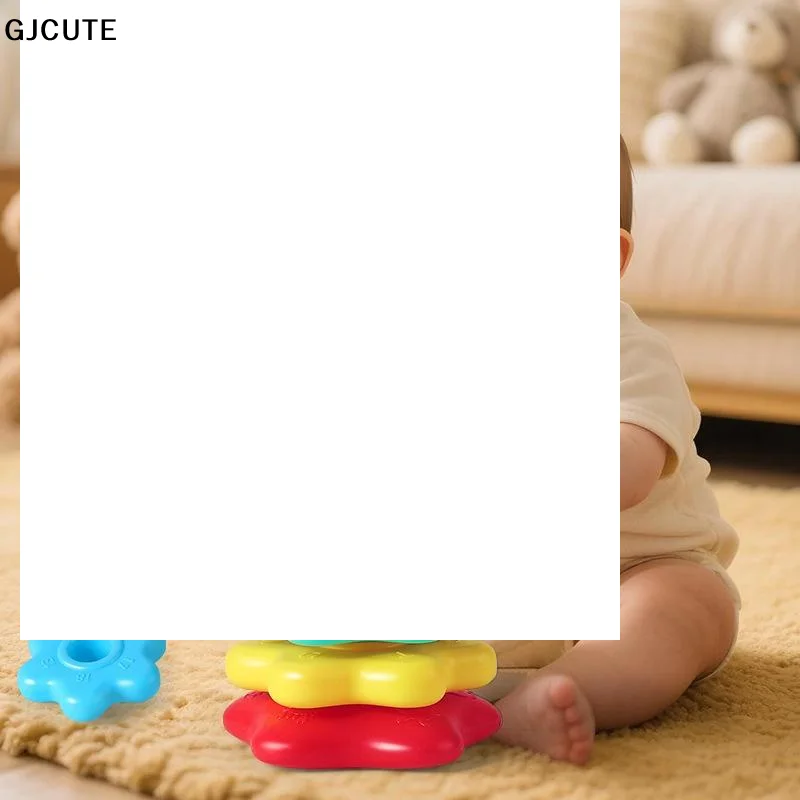 مجموعة واحدة من ألعاب ألغاز التراص للأطفال، لعبة أطفال ملونة على شكل برج قوس قزح دوار من مونتيسوري للسلامة وحماية البيئة #1