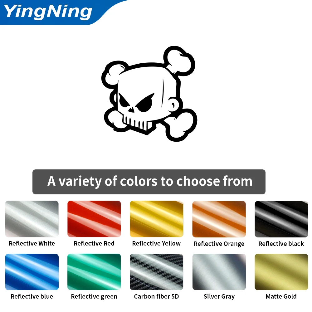 

Funny Little Skull Pattern Auto Reflective Sticker Car Bumper Body Rear Window Decorative Decal Car Vinyl Decal Accessories