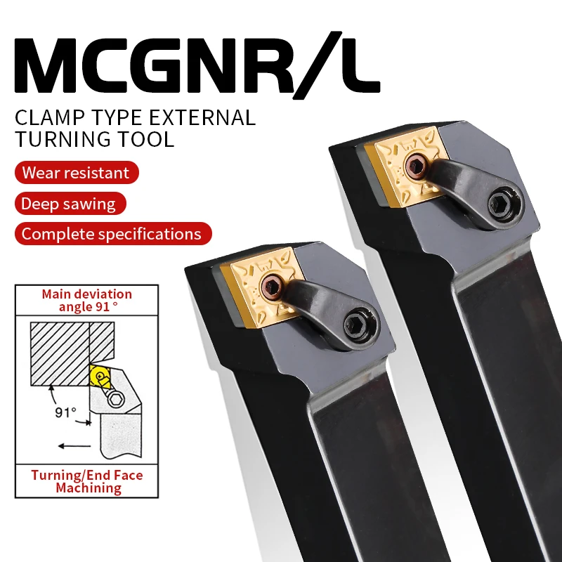 

MCGNR2020 MCGNR2525 MCGNR3232 External Turning Tool Holder MCGNR MCGNL Lathe Toolholder CNC Cutting Bar for Metal Turning