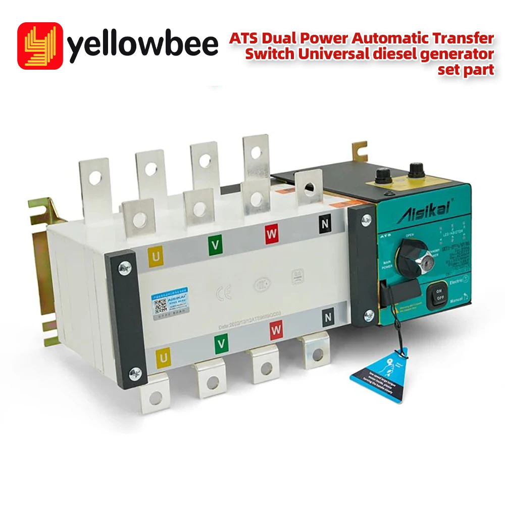 Aisikai 100A 4P ATS Dual Power Automatic Transfer Switch Single Phase 220V 380V 3phase Control Board Diesel Generator Parts