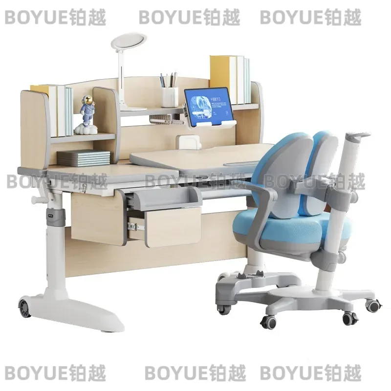Adjustable Solid Wood Kids Study Desk and Chair Set Modern Simple Writing Table for Primary Secondary School Students