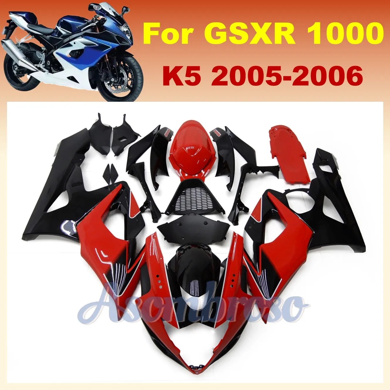 

Высококачественный комплект обтекателей для GSXR1000 2005 2006 K5 05 06 gsxr 1000, комплекты обтекателей для мотоцикла, красные, черные корпуса
