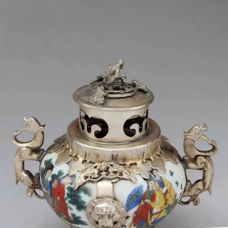 CHINESE HANDWORK PAINTING BELLE OLD PORCELAIN INCENSE BURNER