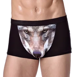Men Trunks Plus Size Pouch Bulge Underpants Male Wild Wolf Eagle Printed Modal Soft Breathable Underwear Calzoncillos Boxershort