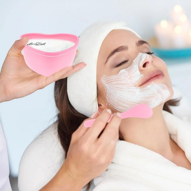 3/6 مجموعات من أوعية خلط قناع الوجه على شكل قلب مع مكشطة - أدوات بلاستيكية للعناية بالبشرة للاستخدام العائلي والصالونات #3