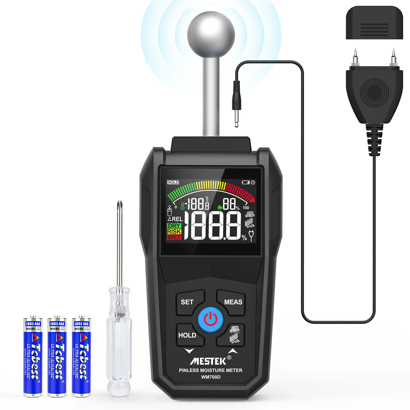 

Digital spherical moisture tester Probe moisture meter Multifunctional liquid crystal display Non-invasive wood concrete