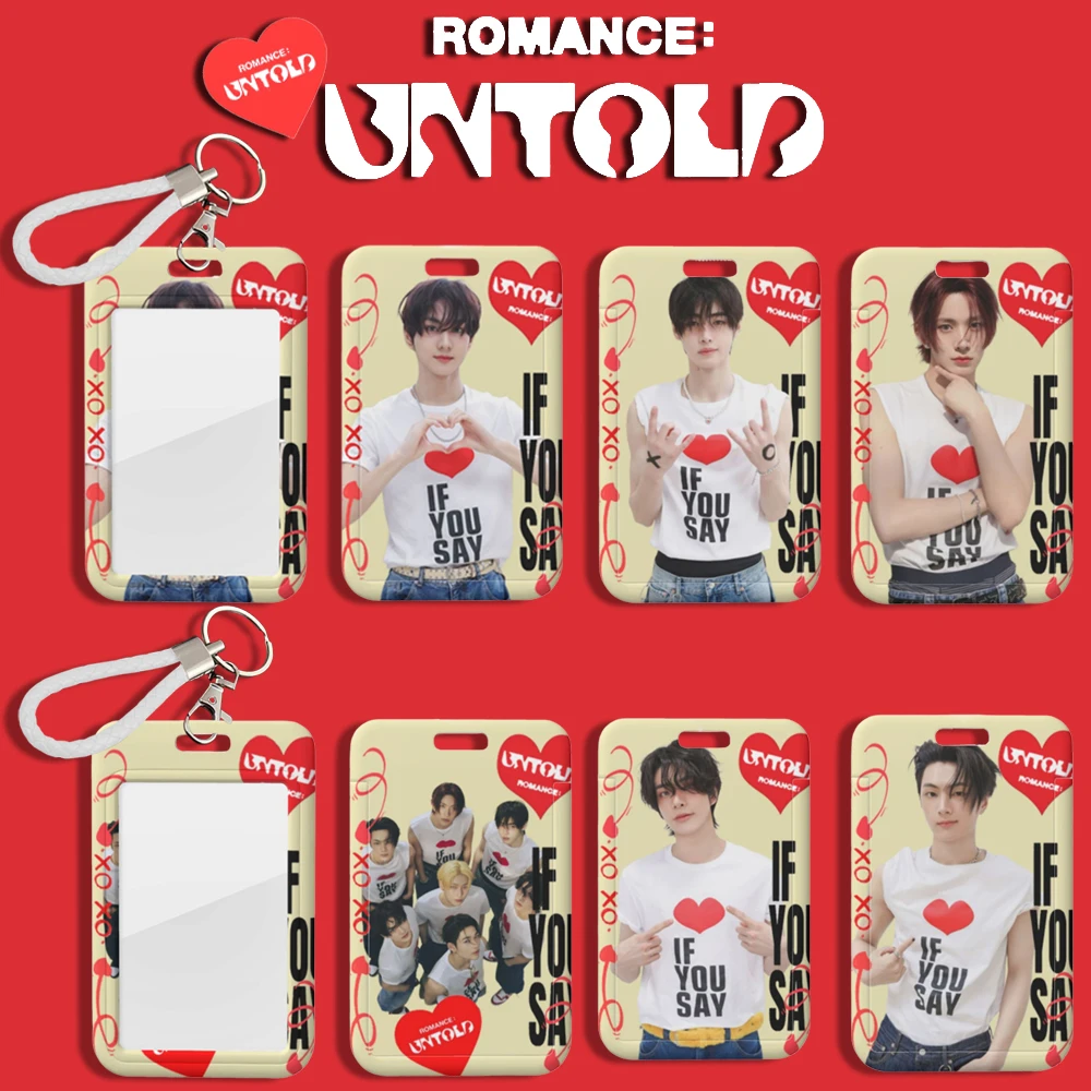 Kpop Photocard Holder Sleeves ID Card Keychain Album ROMANCE UNTOLD XO JAY NIKI Accessoires Merch With Photo Lanyards