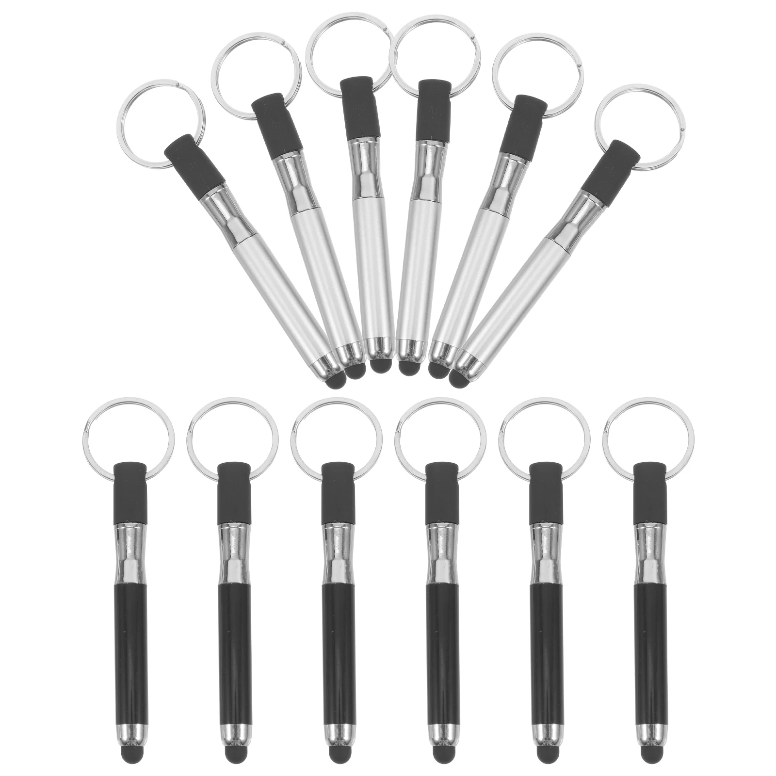 

12 Pcs Stylus Touchscreen Ballpoint Pen Keychain Alloy Keyring Capacitive Stylus Pens Small Size Key Ring Design