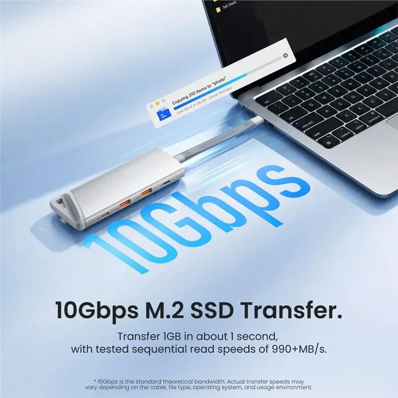 New Arrivals-M. 2 SSD Adapter USB 3.2 Gen2 5 In 1 USB C SSD Nvme Enclosure HUB PD 100W Charger Up To 8TB For PC Laptop