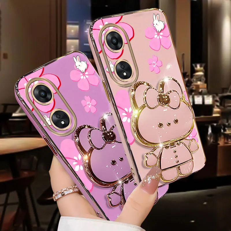 كريستال بريق زهرة أرنب حامل هاتف الحال بالنسبة ممن لهم A38 A36 A76 A58 A57 A74 A78 A5 A7 A79 A95 A60 A18 A53 A17 A16 4G 5G