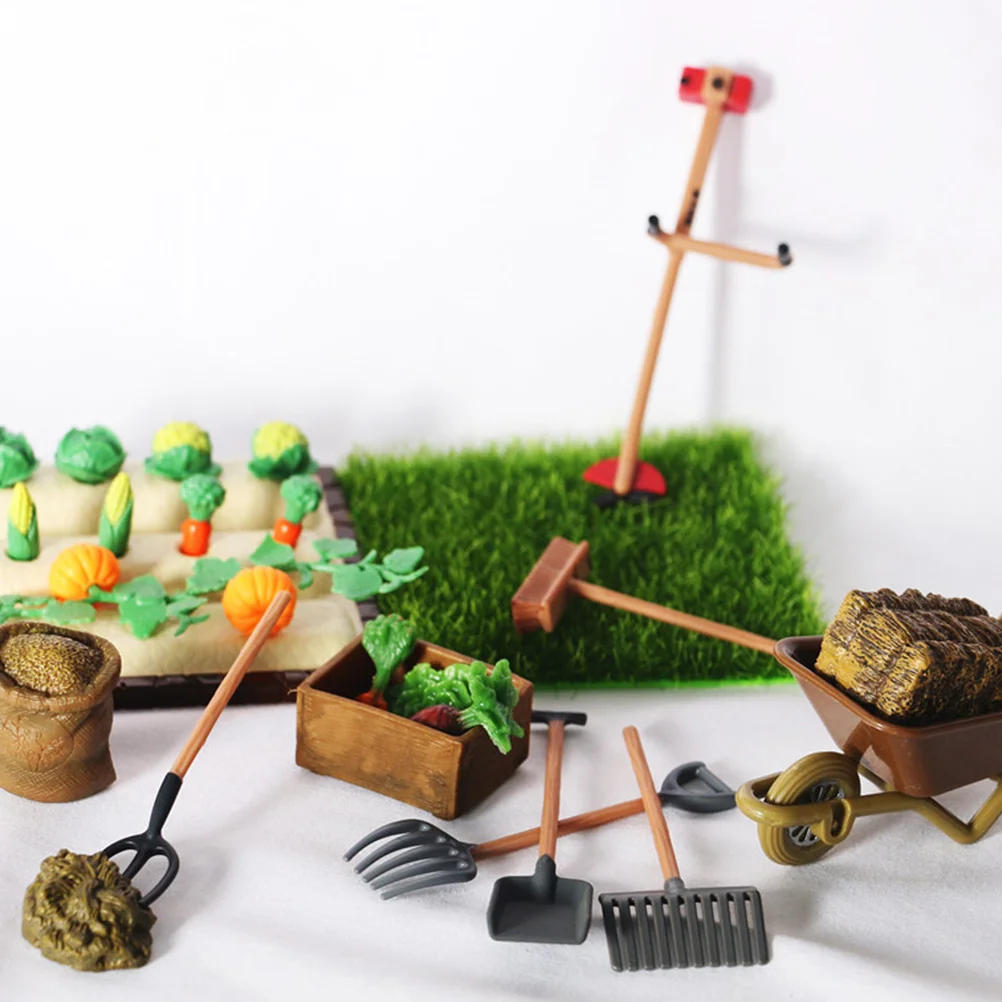 

1 set 1 Set Mini Farm Tools Kit Small Garden Spade Rake For House Scene Layout Accessories Miniature Gardening Supplies