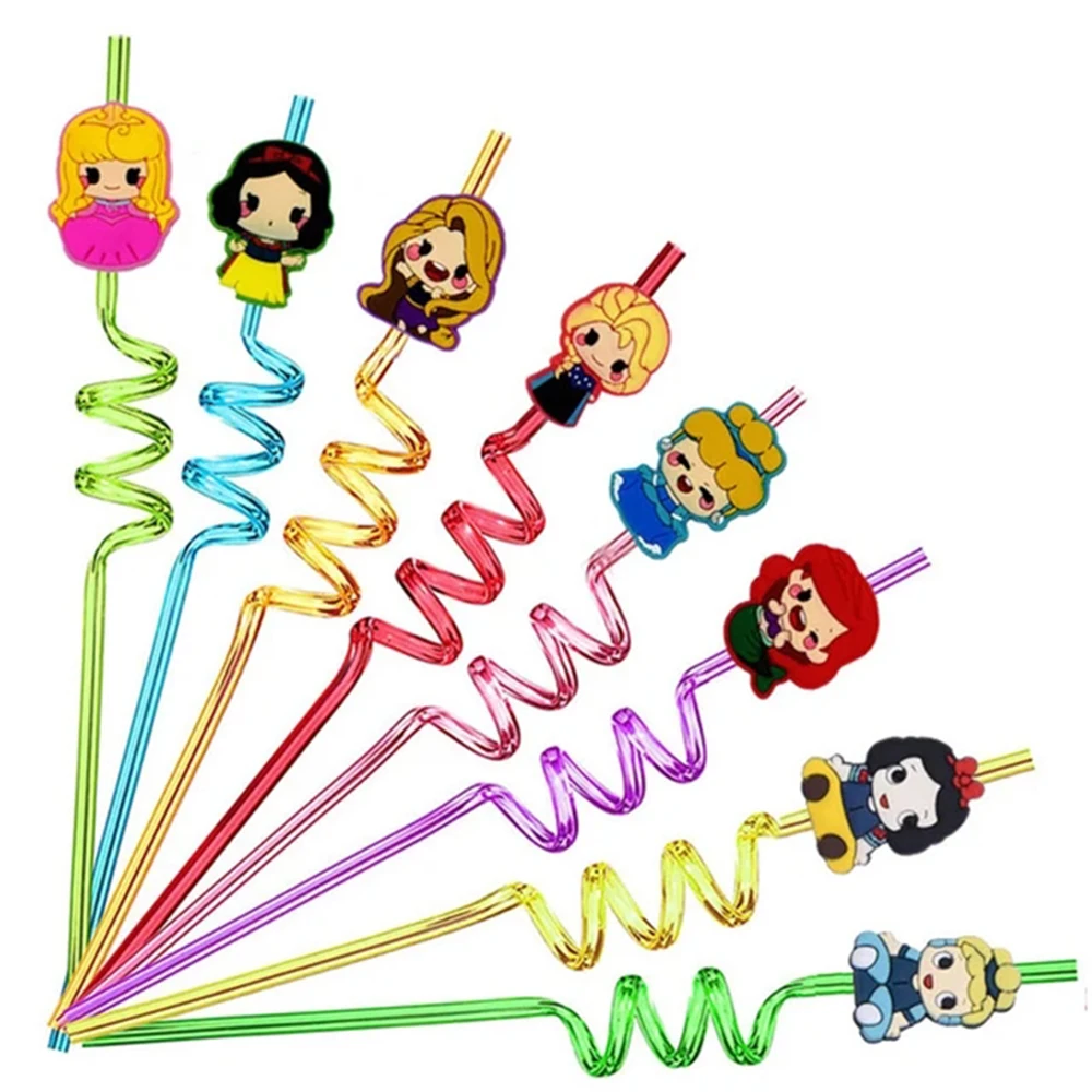 6Pcs Toy Story Birthday Party Reusable Drinking Straws 6Pcs princess Straws for Party Favors Supplies Kids Birthday Party