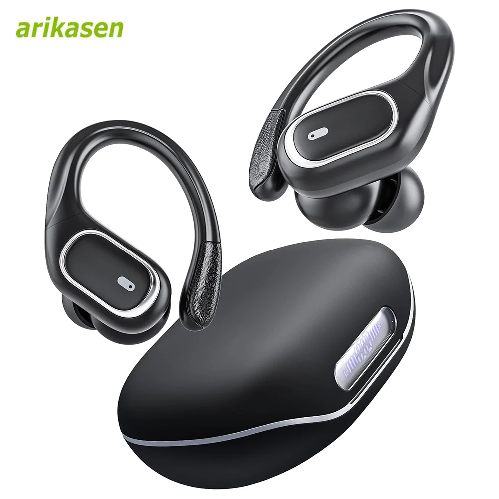 Kabellose Ohrhörer, integriertes 4-Geräuschunterdrückungsmikrofon, klare Anrufe, tiefer Bass, Bluetooth, Sport-Lauf-Kopfhörer mit Ohrbügel-Stereo