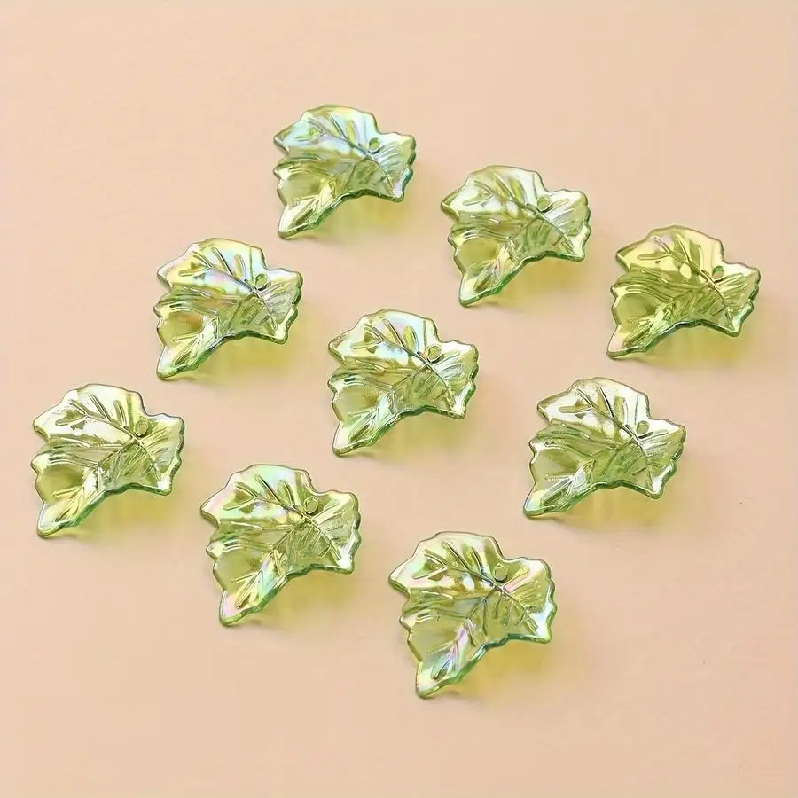 1/5/10/20/50/100pcs Plastic Shiny Green Leaf Pendant for Jewelry Making DIY Handmade Bracelet Earrings key Chain Beads Accessori