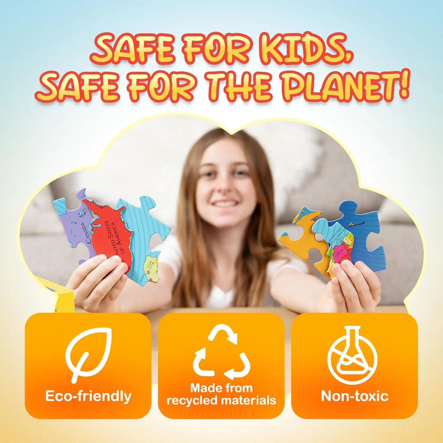 Set di 6 puzzle a forma di paese, puzzle di geografia, gioco di geografia e puzzle di mappe - Puzzle per bambini dai 6 ai 9 anni O