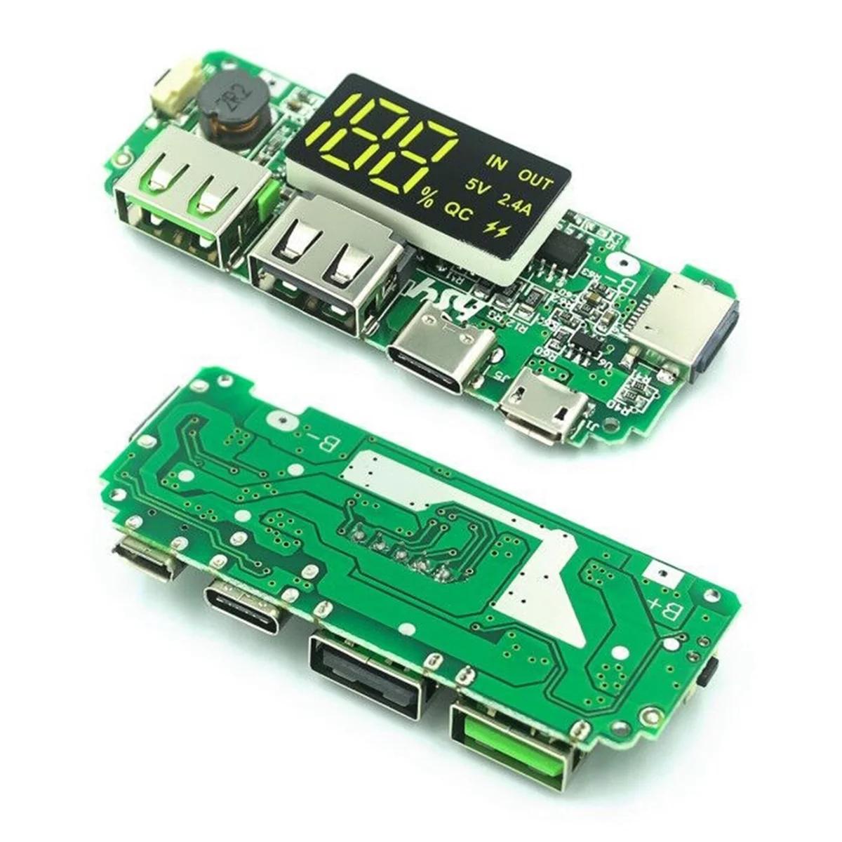 18650 Lithium Battery Digital Display Charging Module 5V 2A 1A Single Charging Port Multi-Function Portable Boost Module