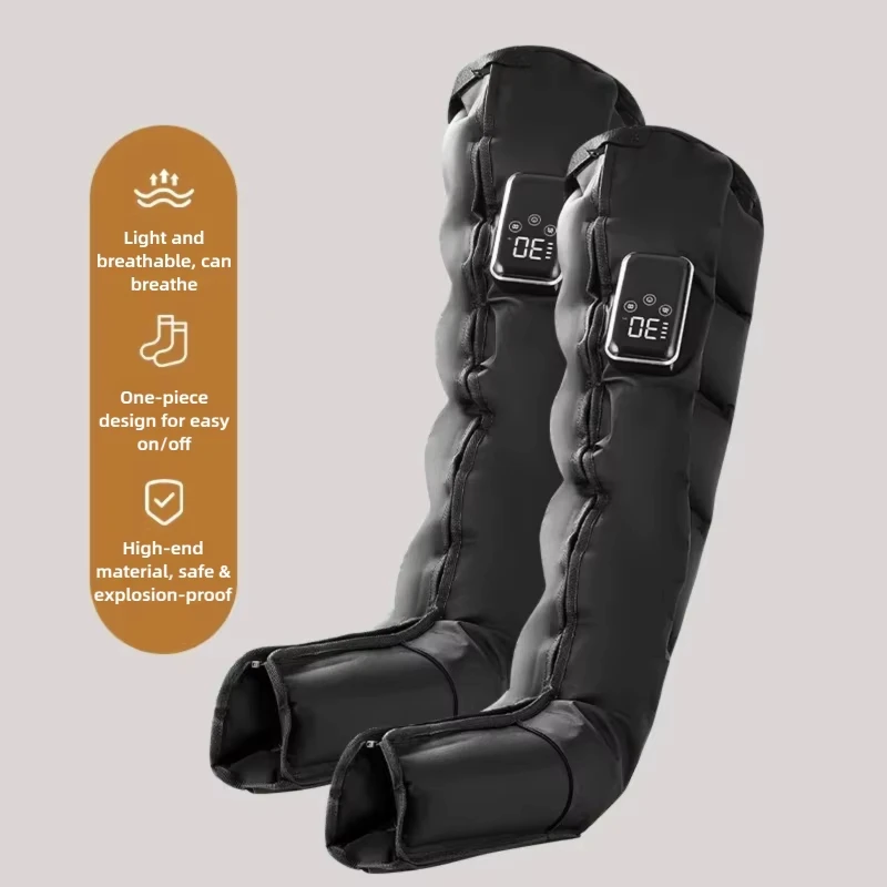 Cordless Air Compression Leg Massager for Muscle Fatigue Relief Full Leg Boots with Dynamic Pressure Enhances Circulation