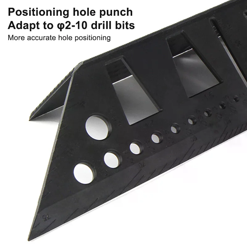 Outil de mesure d'angle d'onglet 3D, localisation multifonctionnelle, règle d'angle de charpentier, règle de positionnement perforée, règle de lignes de 45 à 90 degrés