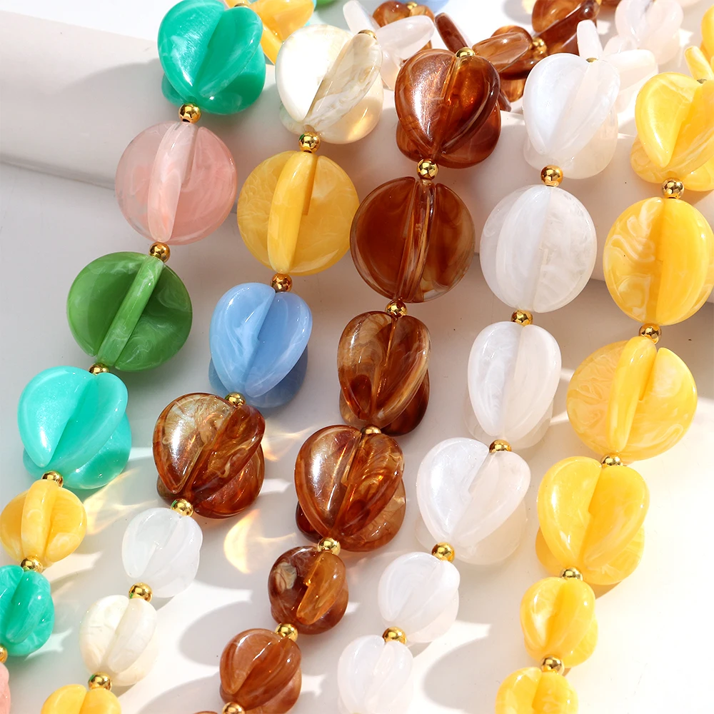 Neue Trendige Geometrische Harz-Perlenkette für Damen und Herren, Farbenfrohe Acryl 3D-Kreis Handgemachte Choker-Halskette, Retro-Schmuck Geschenk – Detail 3