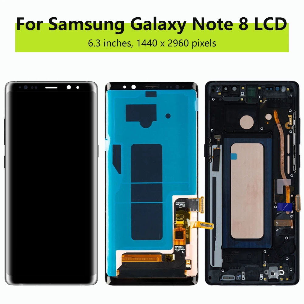 Super AMOLED For Samsung Galaxy Note 8 N950 N950F N9500 LCD Display Touch Screen Digitizer Assembly Replacement Parts with Frame