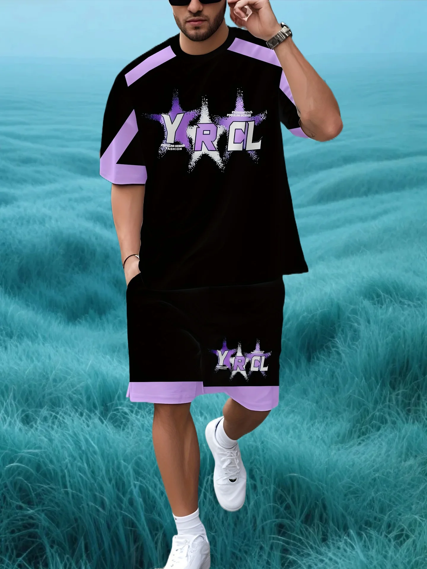 

The Latest Popular T-shirt Sets for 25 3D Vacation Hip-hop Elements Fashionable Street Men's Sets Summer Tops Shorts Breathable
