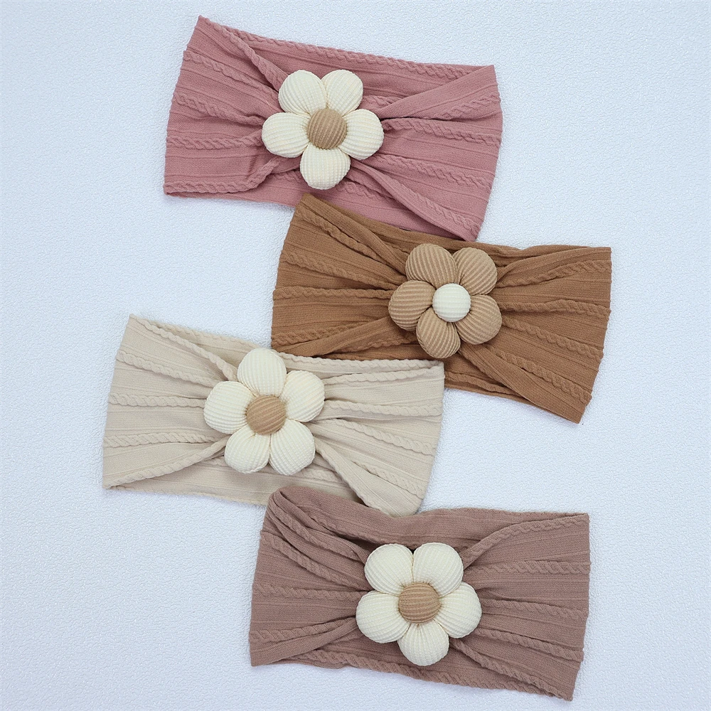 Neugeborenen Baby Stirnbänder Neue Blume Nylon Stirnband Infant Kleinkind Prinzessin Elastische Haarband Kopfbedeckung Haar zubehör für kinder