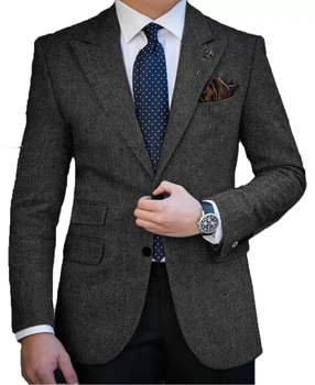 남성용 헤링본 재킷 싱글 브레스트 슬림핏 세련되고 편안한 통근 비즈니스 및 레저 정장 재킷 재킷