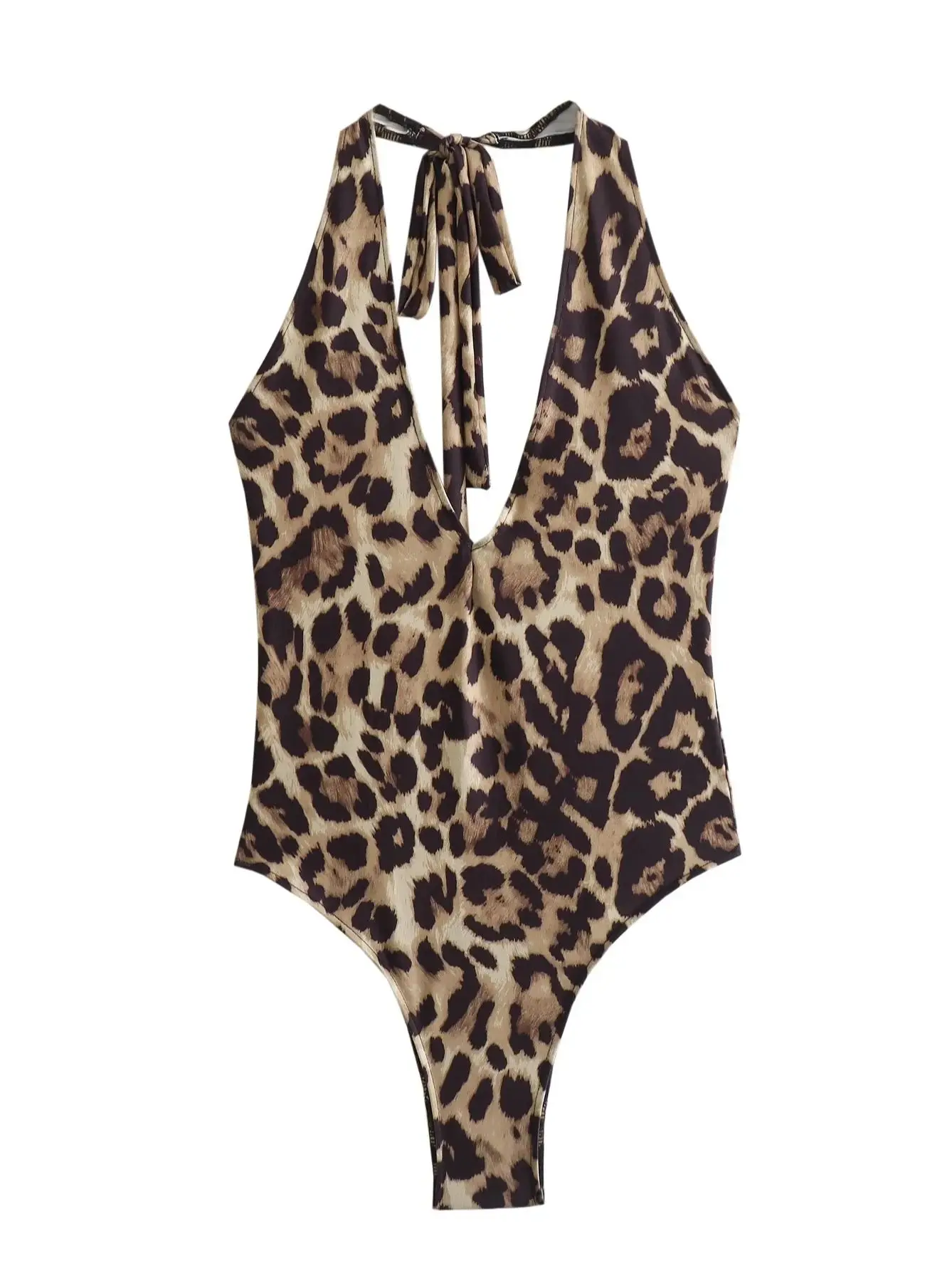 AgreOPU ZA-Maillot de bain rétro imprimé animal pour femmes, sexy, col en v, dos nu, slim fit, objectifs de plage, été