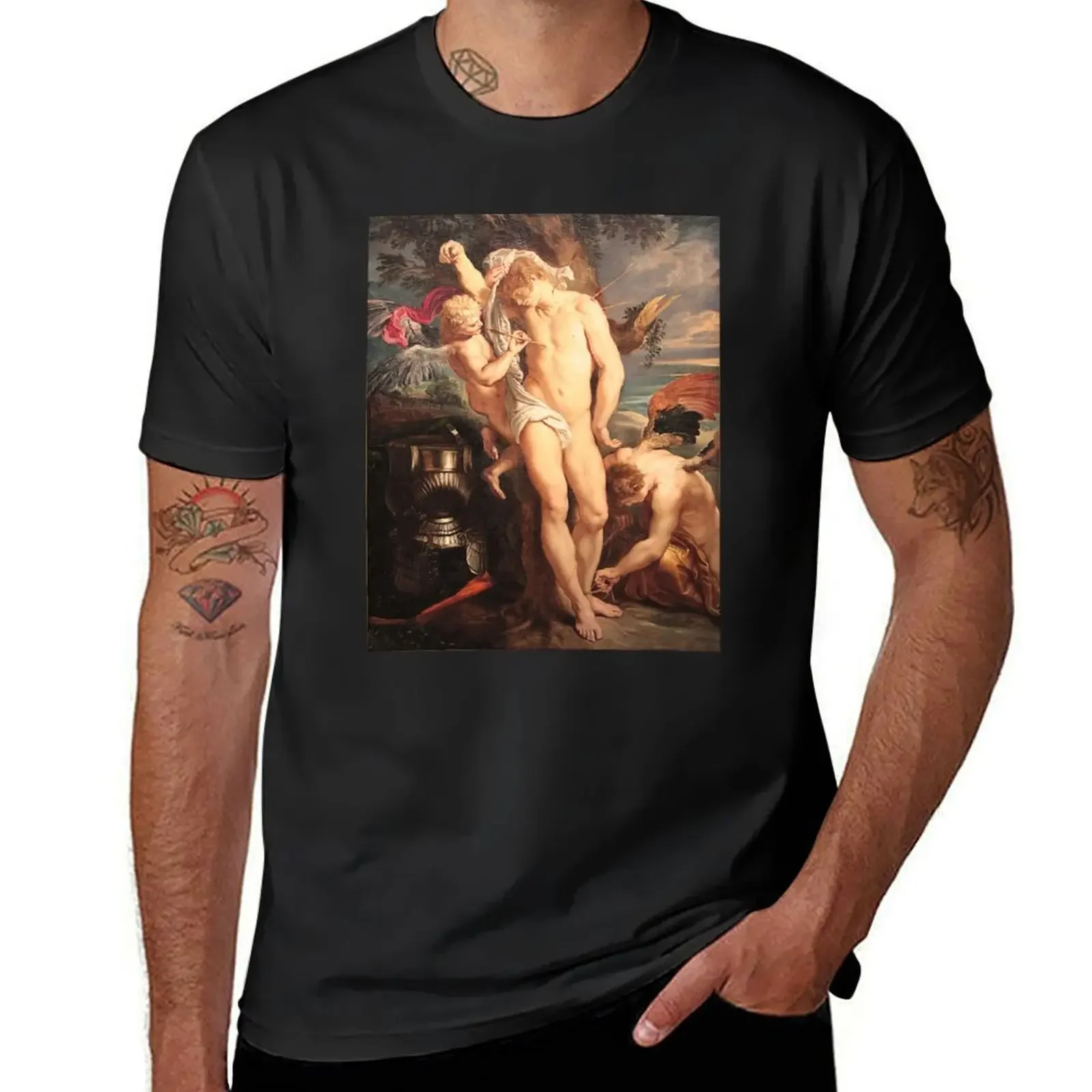 Saint Sebastian by Peter Paul Rubens (1604) T-Shirt tops anime stuff quick-drying black t shirts for men