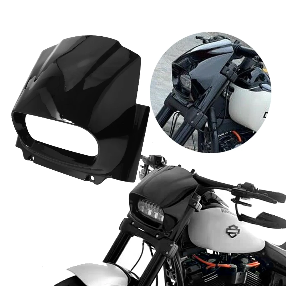 

Motorcycle Gloss Black Headlight Front Fairing For Harley M8 Softail Fat Bob FXFB FXFBS 2018-2022 2021