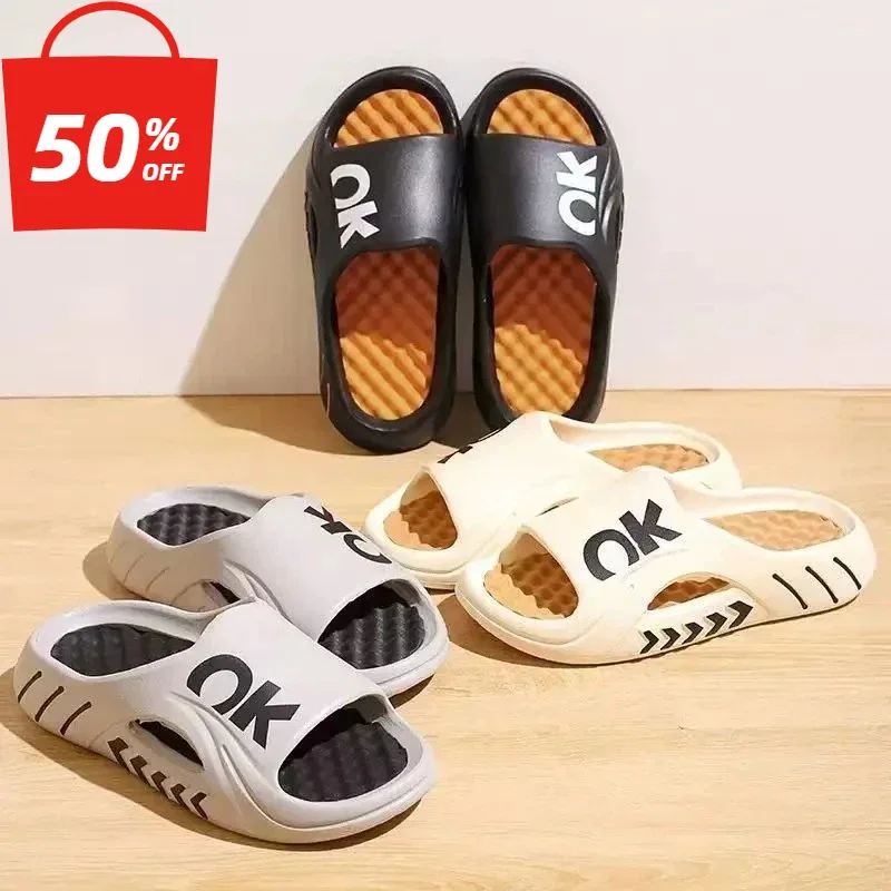 Para hombres, usan zapatillas de playa antideslizantes, antiolores y con suela de masaje al aire libre en verano con chanclas que se siente como las hueces