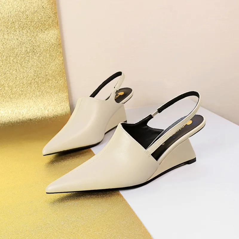 

Women's Design Luxury Shopping Pointed Toe High Heel Sandals Fashion Women's Slingback Wedges Casual