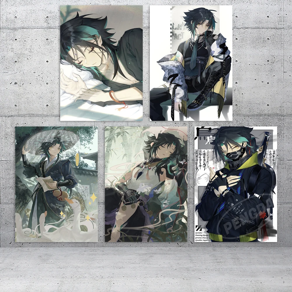 

HD Anime Wall Artwork Modular Genshin Impact Xiao Pictures Modern Canvas Prints Interior Painting Decor Home Living Room Poster