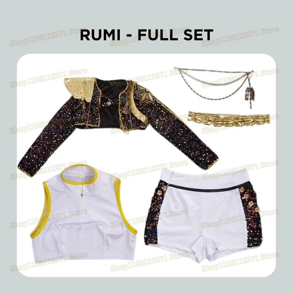 Kids Kpop Demon Hunter Cosplay Costume Rumi Mira Zoey Cosplay Full Suit Women Girls Style Halloween Stage Performance Clothes