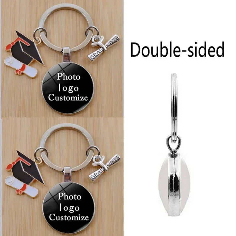 2024 Graduation Pendant Inspirational Gift DIY Customized Double sided Keychain Graduation Gift Keyring