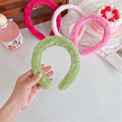 2025 New Korean Plush Headbands for Women Sweet Autumn Winter Solid Color Headwear Hair Band Fashion Hair Accessories for Girls