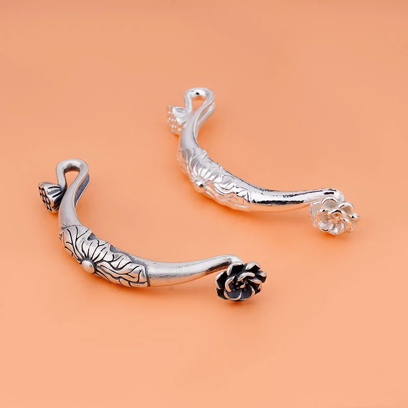 925 Sterling Anemone Solid Bent half bracelet handmade DIY bracelet jewelry accessories