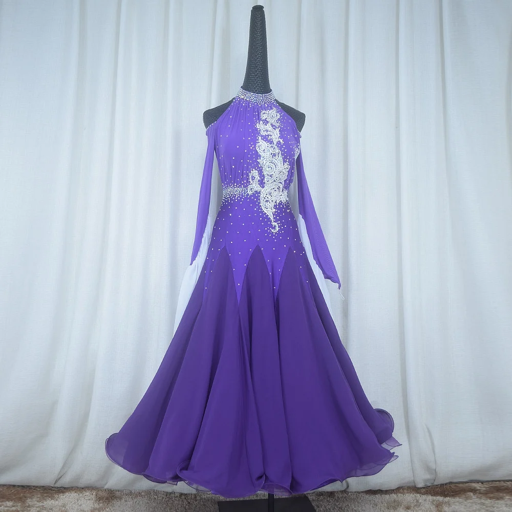 PEIDANCE Customized New Design Purple Modern Dance Wear Standard Ballroom Dance Dress Women Waltz Tango Fox Trot Dance Costume